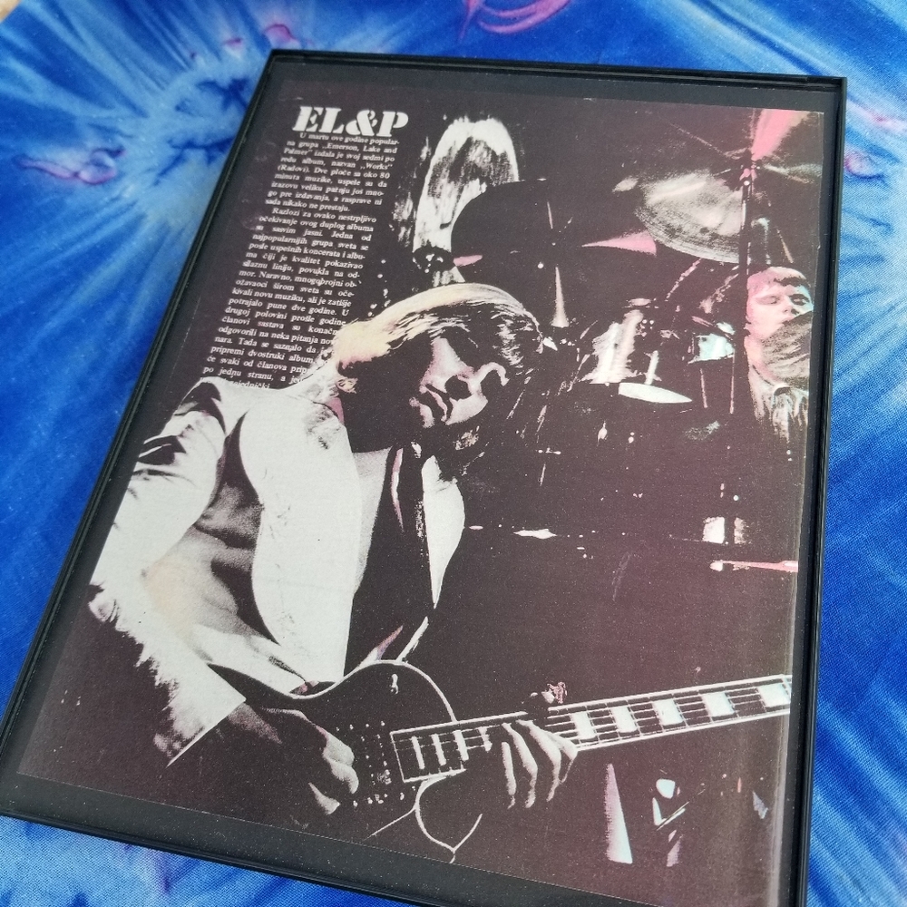 ☆ WOW Emerson Lake and Palmer Greg Lake Guitar 1970s Vintage Wall Decor ☆